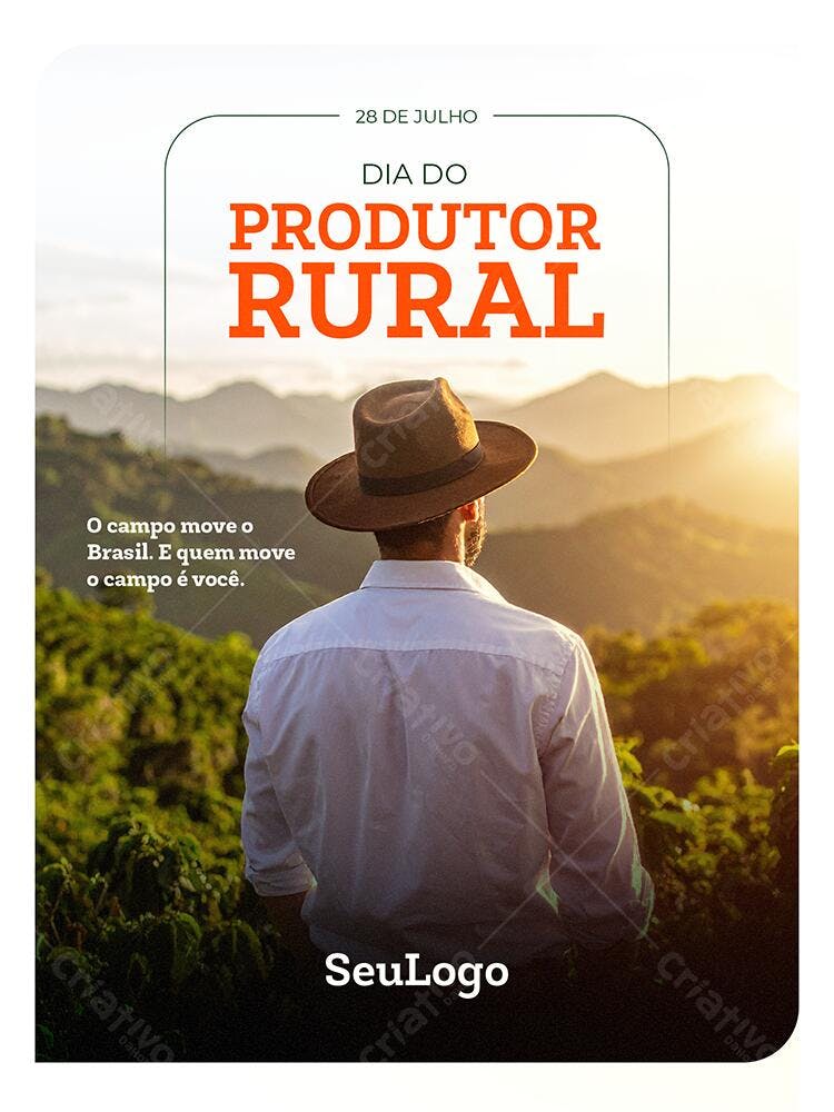 Post Instagram Dia do Produtor Rural 28 de Julho PSD Editável