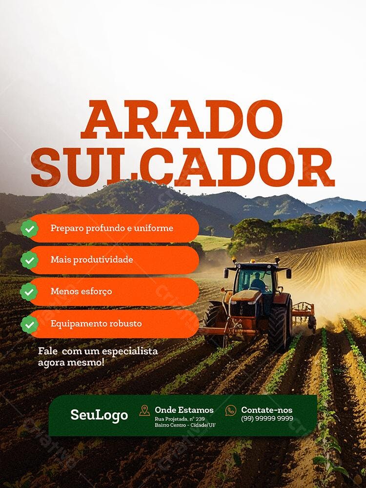 Flyer Agronegócio Trator Arado Sulcador PSD Editável