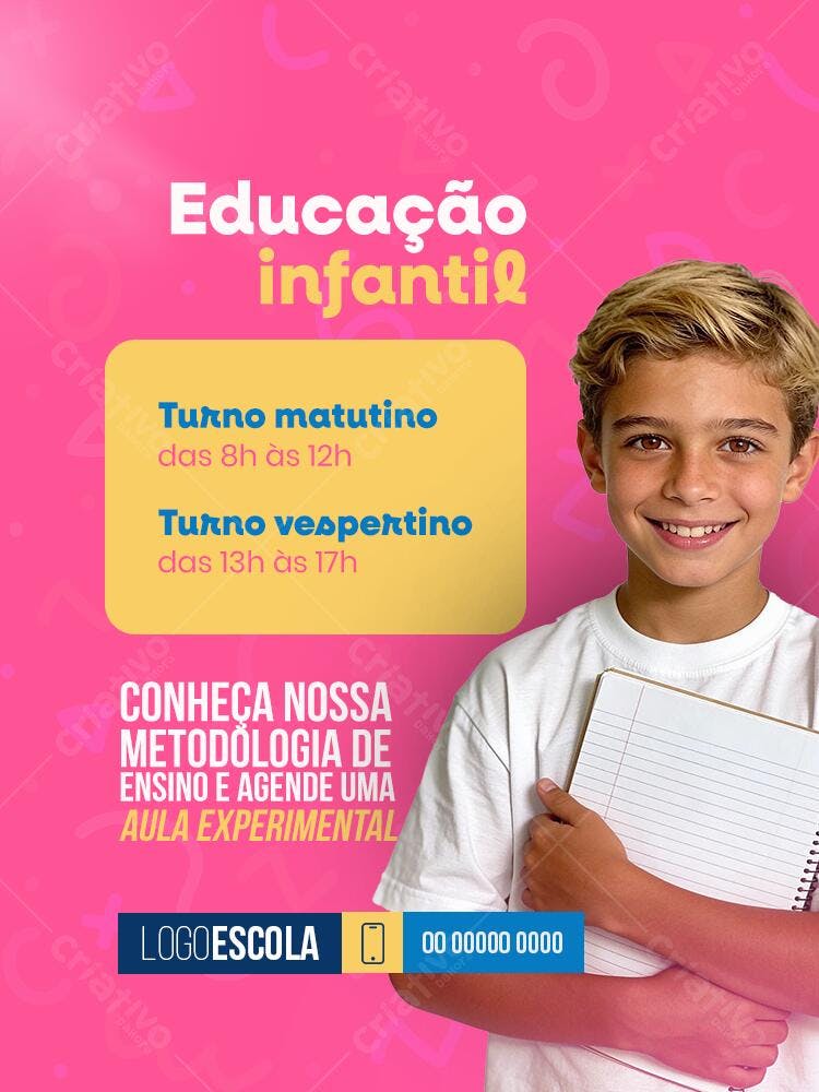 Flyer Educação Infantil Escola Matrículas PSD Editável