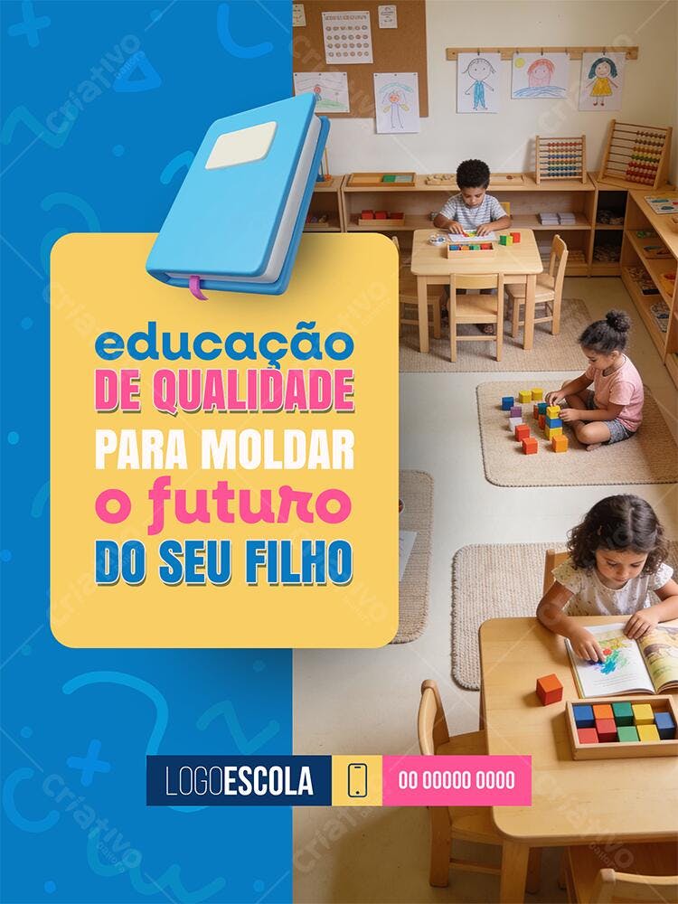 Flyer Escola Educação Infantil Matrículas PSD Editável