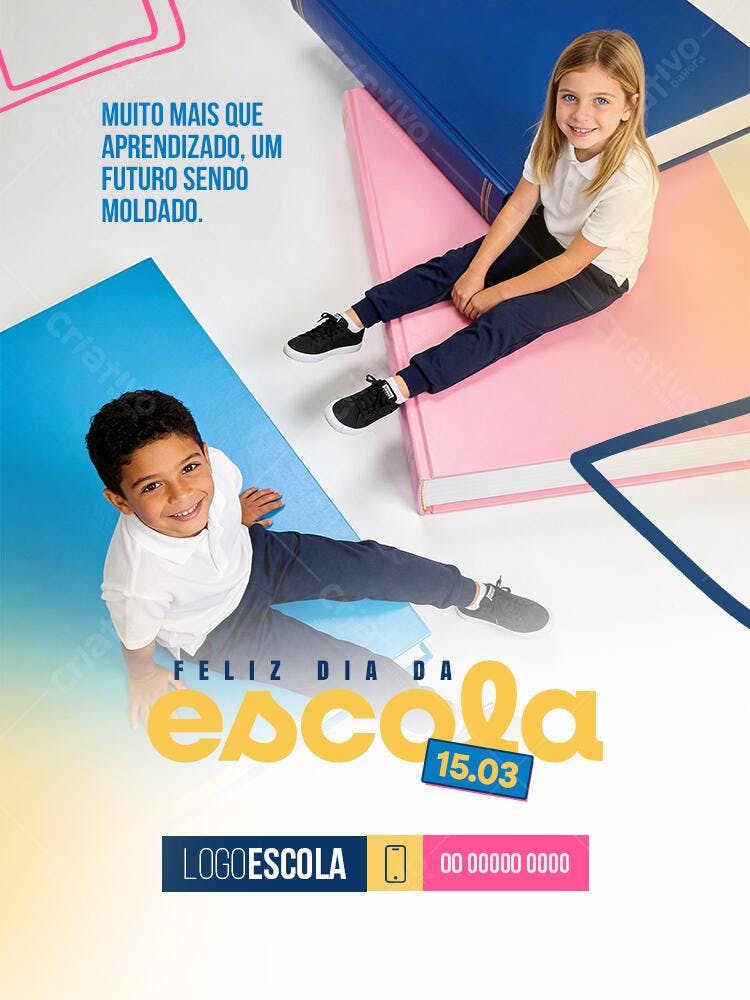 Flyer Dia da Escola 15 de Março Educação PSD Editável