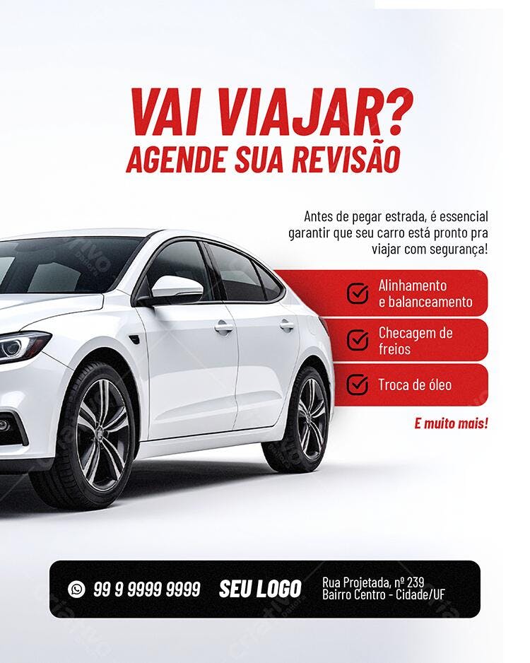Flyer Revisão Automotiva Viagem Carro PSD Editável