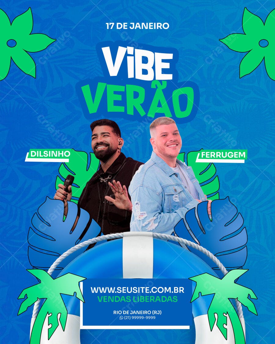 Flyer VIBE VERÃO com Dilsinho e Ferrugem PSD Editável