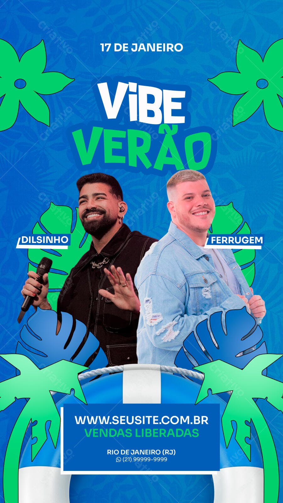 Flyer Vibe Verão com Dilsinho e Ferrugem PSD Editável