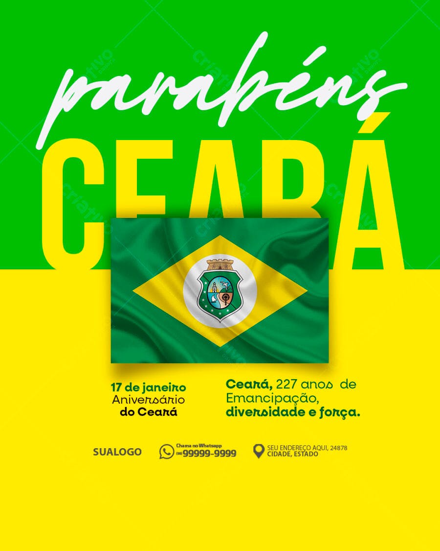 Flyer Aniversário do Ceará 227 Anos Emancipação PSD Editável