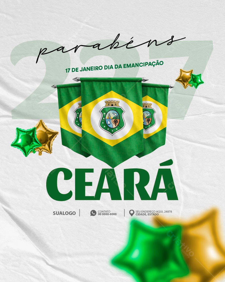 Flyer Ceará Dia da Emancipação 27 Anos PSD Editável