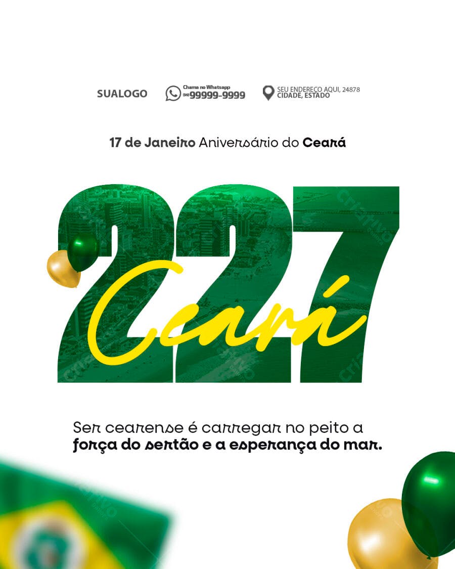 Flyer Aniversário Ceará 17 de Janeiro PSD Editável