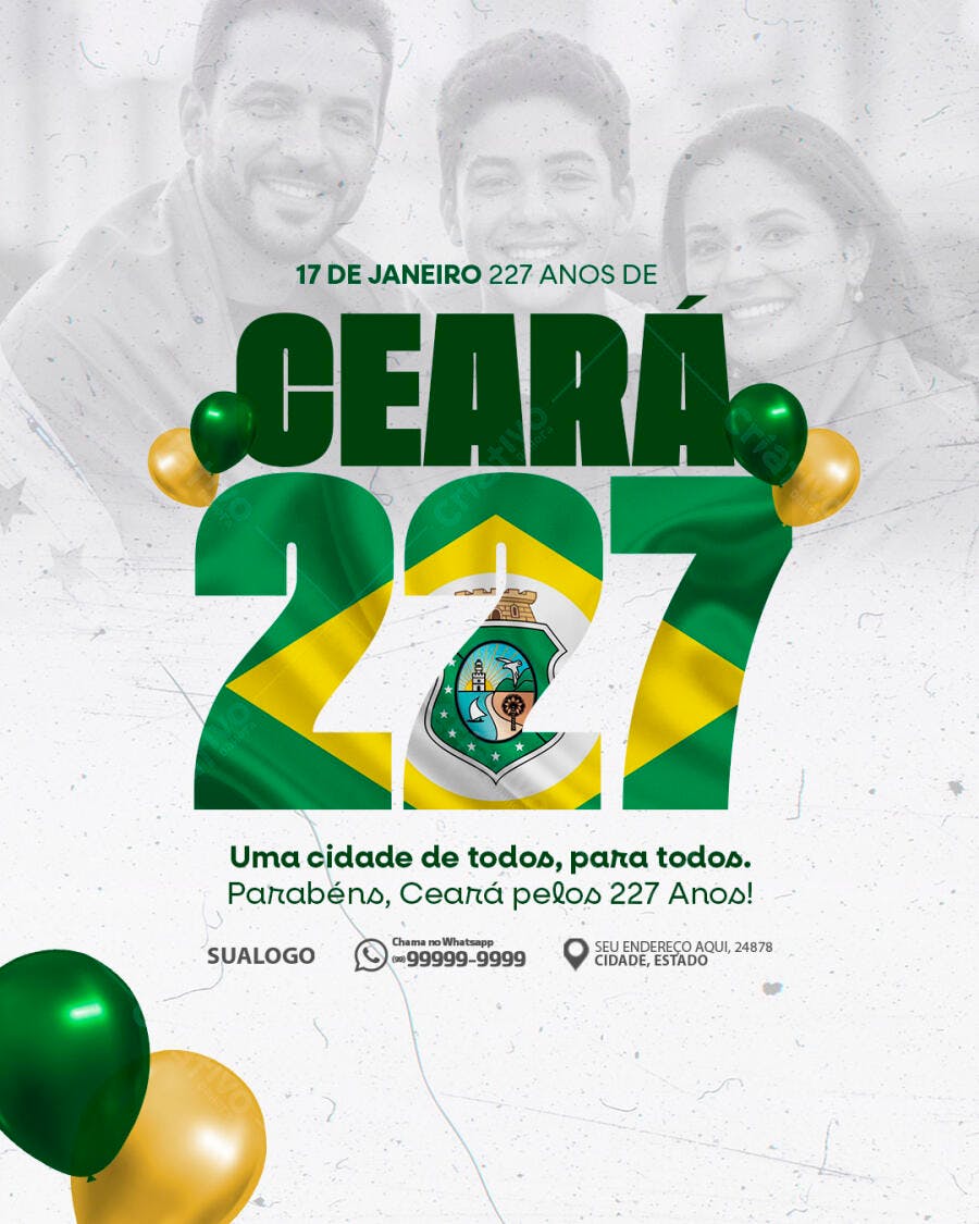Flyer Aniversário Ceará 227 Anos PSD Editável