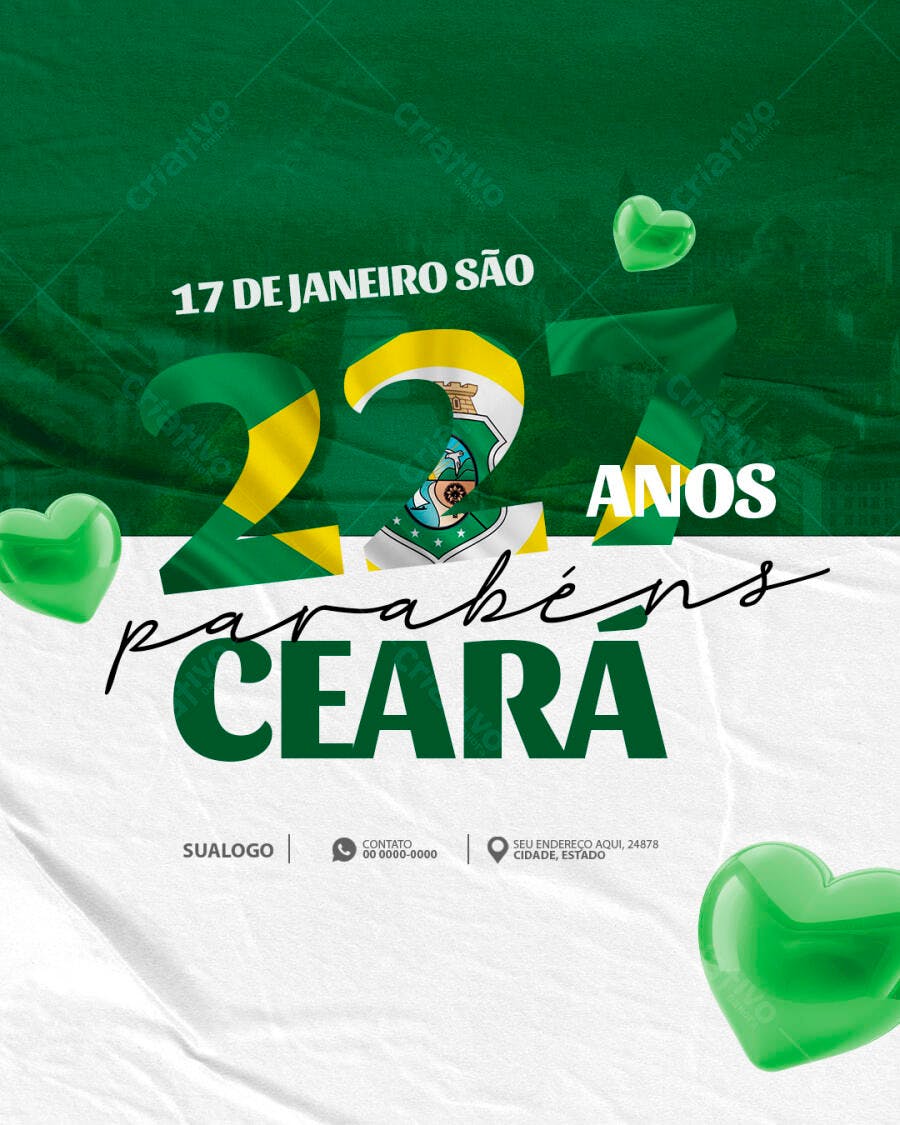 Flyer Aniversário Ceará 227 Anos 17 Janeiro PSD Editável
