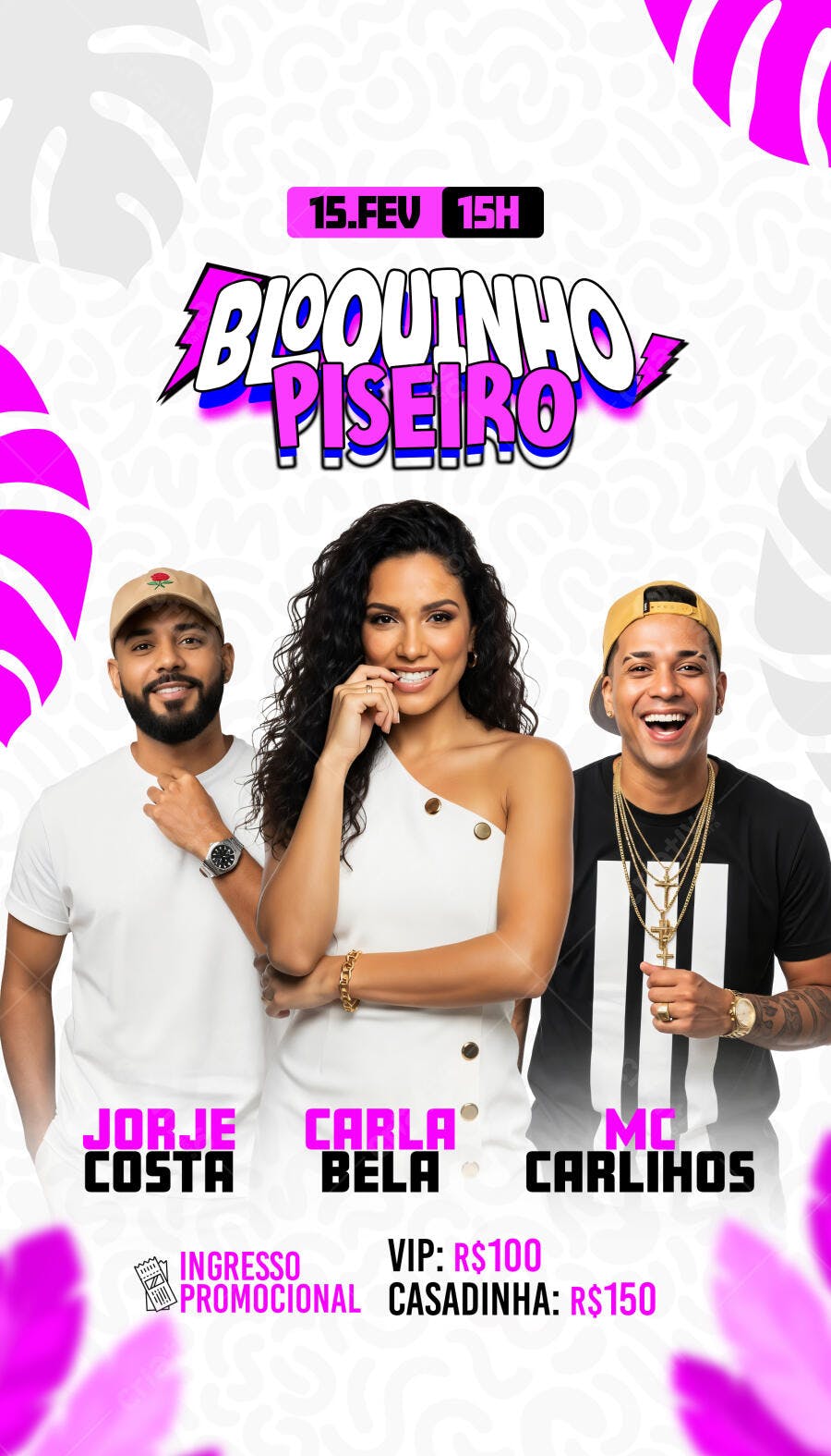 Flyer de Festa Piseiro com Artistas e Preços PSD Editável