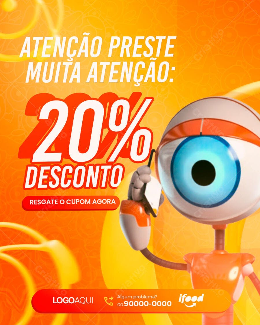 Post Instagram Promoção Desconto 20% PSD Editável