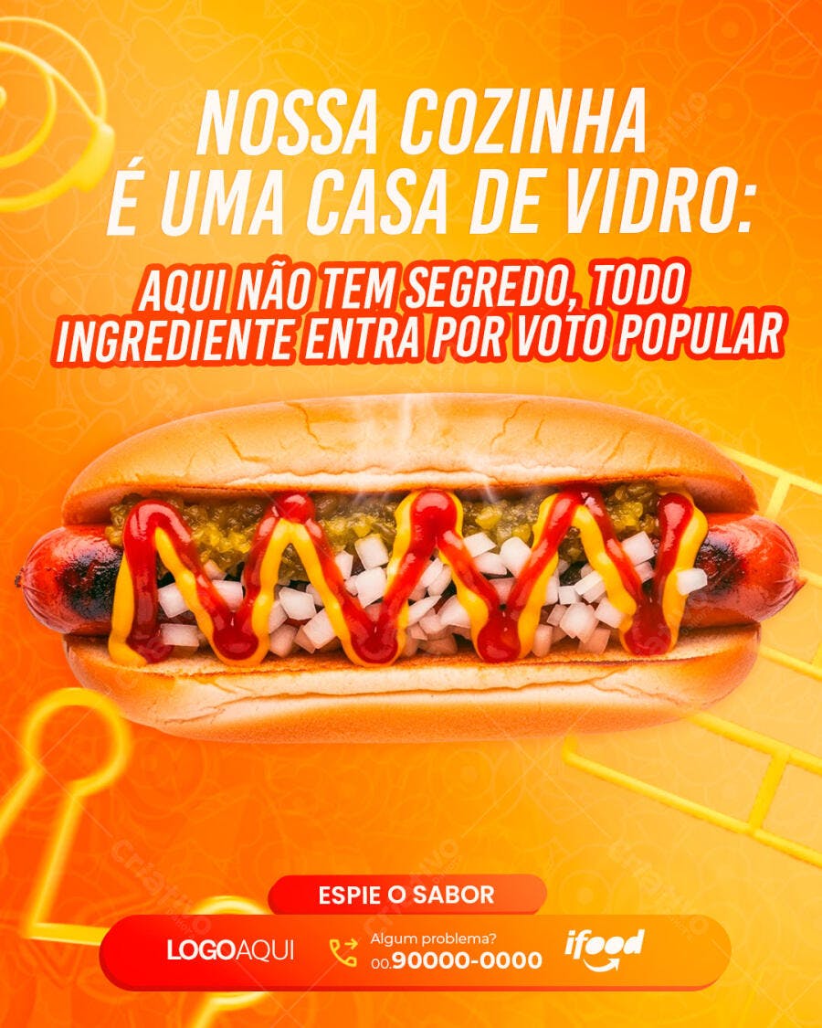 Post Instagram Hot Dog Lanchonete PSD Editável