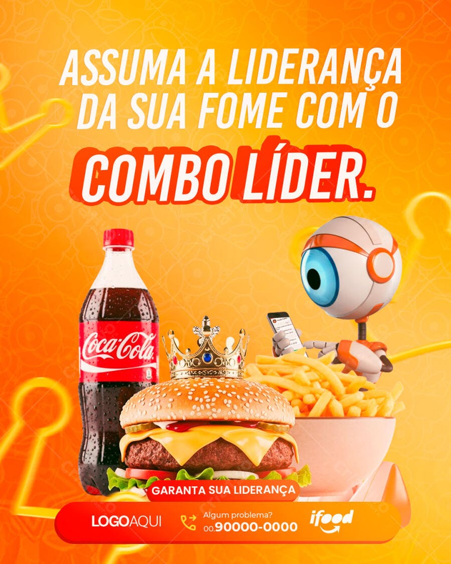 Post Instagram Hamburgueria Combo Lanche PSD Editável