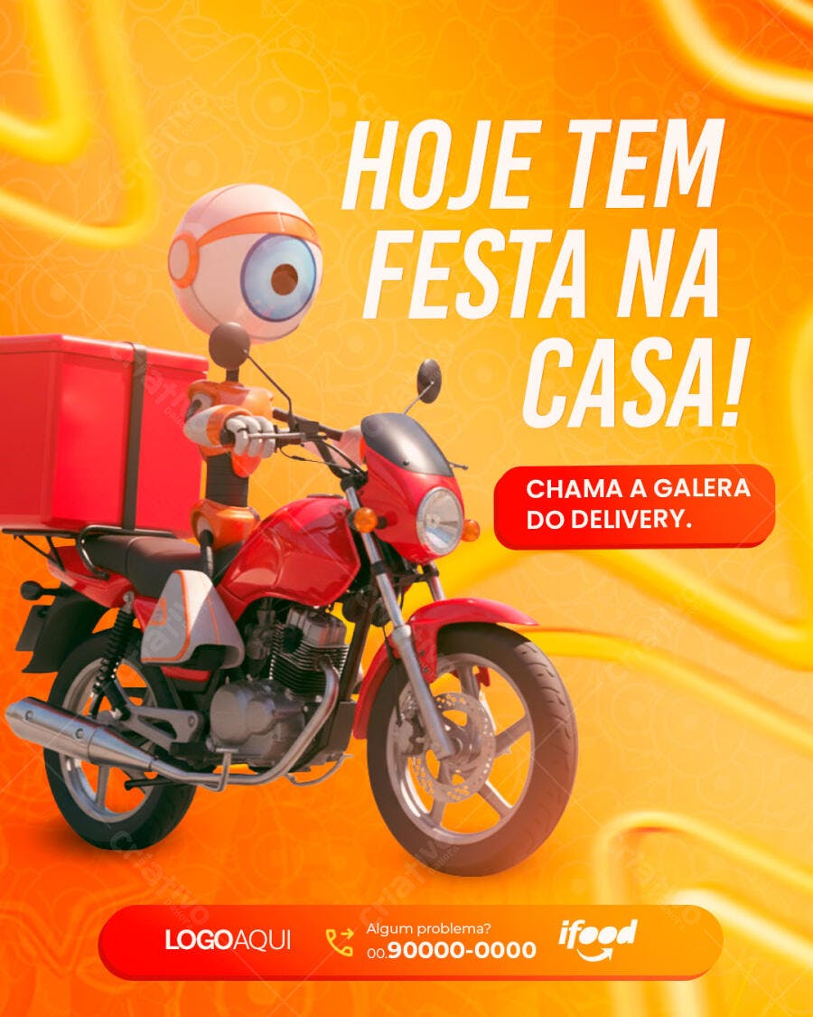 Post Instagram Delivery Comida Festa PSD Editável