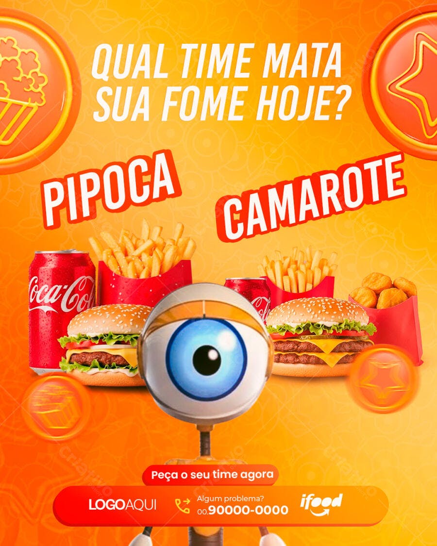 Post Instagram BBB Lanchonete Fast Food PSD Editável