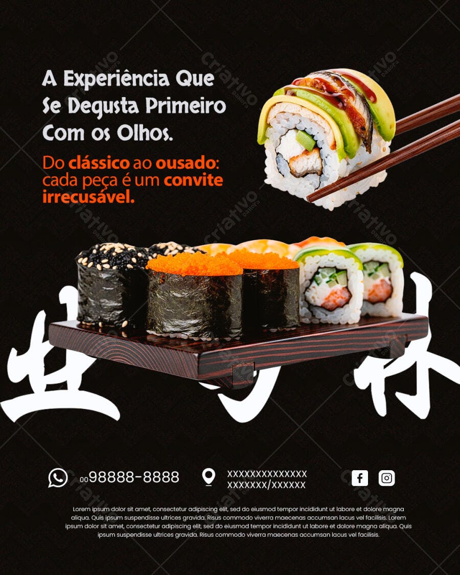 Flyer Sushi Restaurante Japonês Delivery PSD Editável