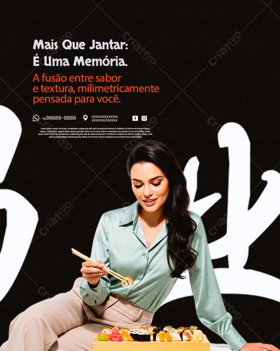 Post Instagram Sushi Restaurante Japonês PSD Editável