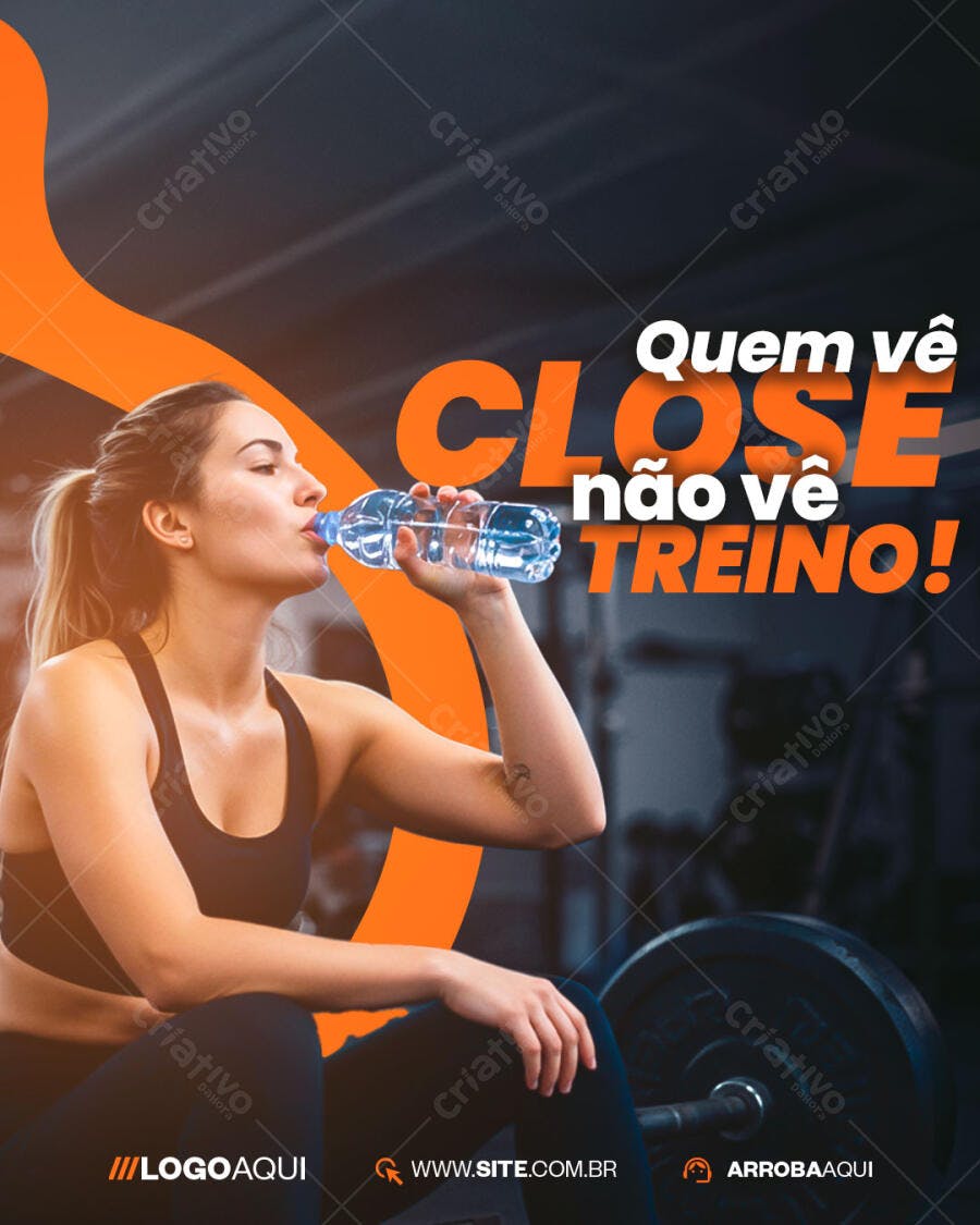 Post Instagram Academia Fitness Treino PSD Editável