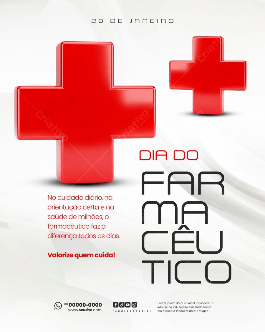 Post Instagram Dia do Farmacêutico 20 de Janeiro PSD Editável