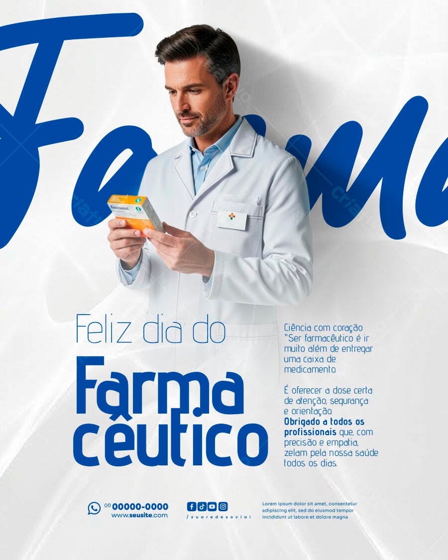 Post Dia do Farmacêutico Farmácia PSD Editável