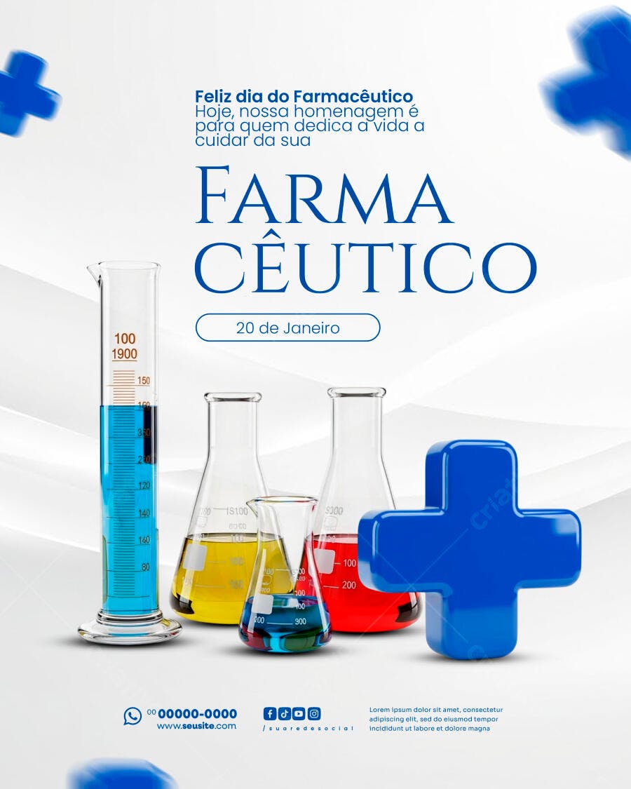 Post Instagram Dia do Farmacêutico 20 de Janeiro PSD Editável