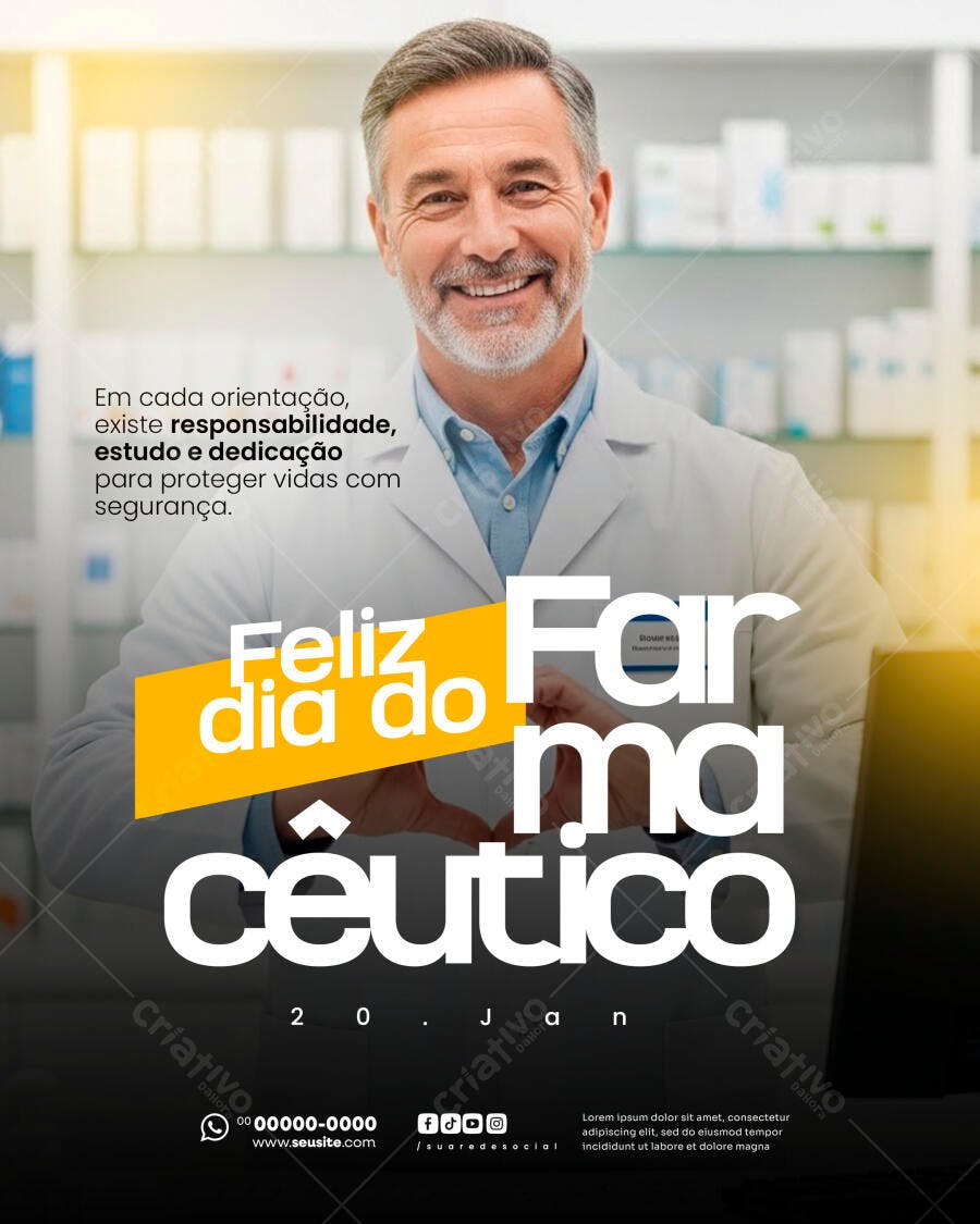 Post Dia do Farmacêutico Farmácia PSD Editável