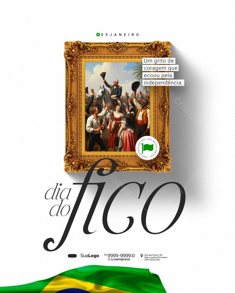Post Instagram Dia do Fico 9 de Janeiro PSD Editável