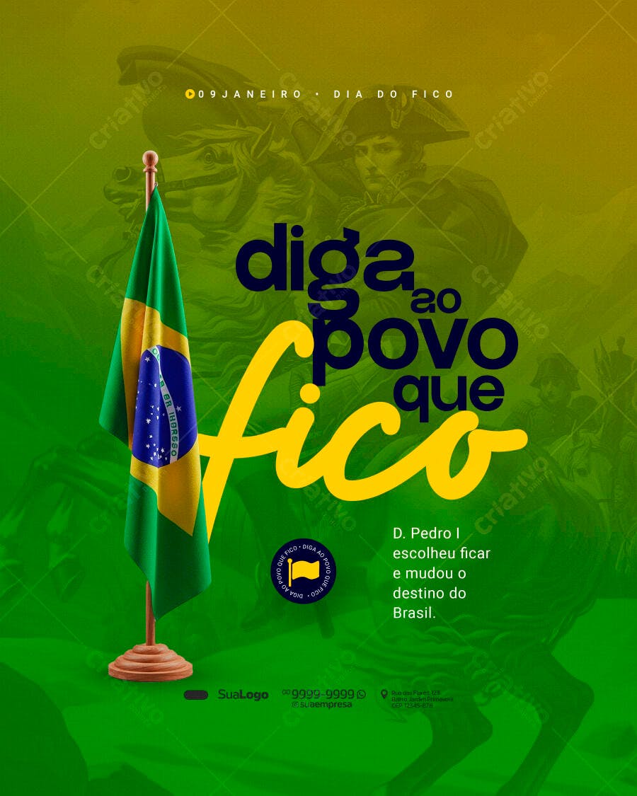 Post Instagram Dia do Fico 9 de Janeiro PSD Editável