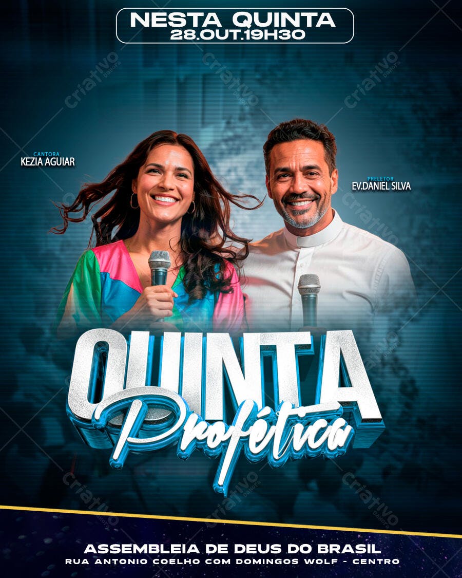 Flyer Quinta Profética Igreja Evento PSD Editável