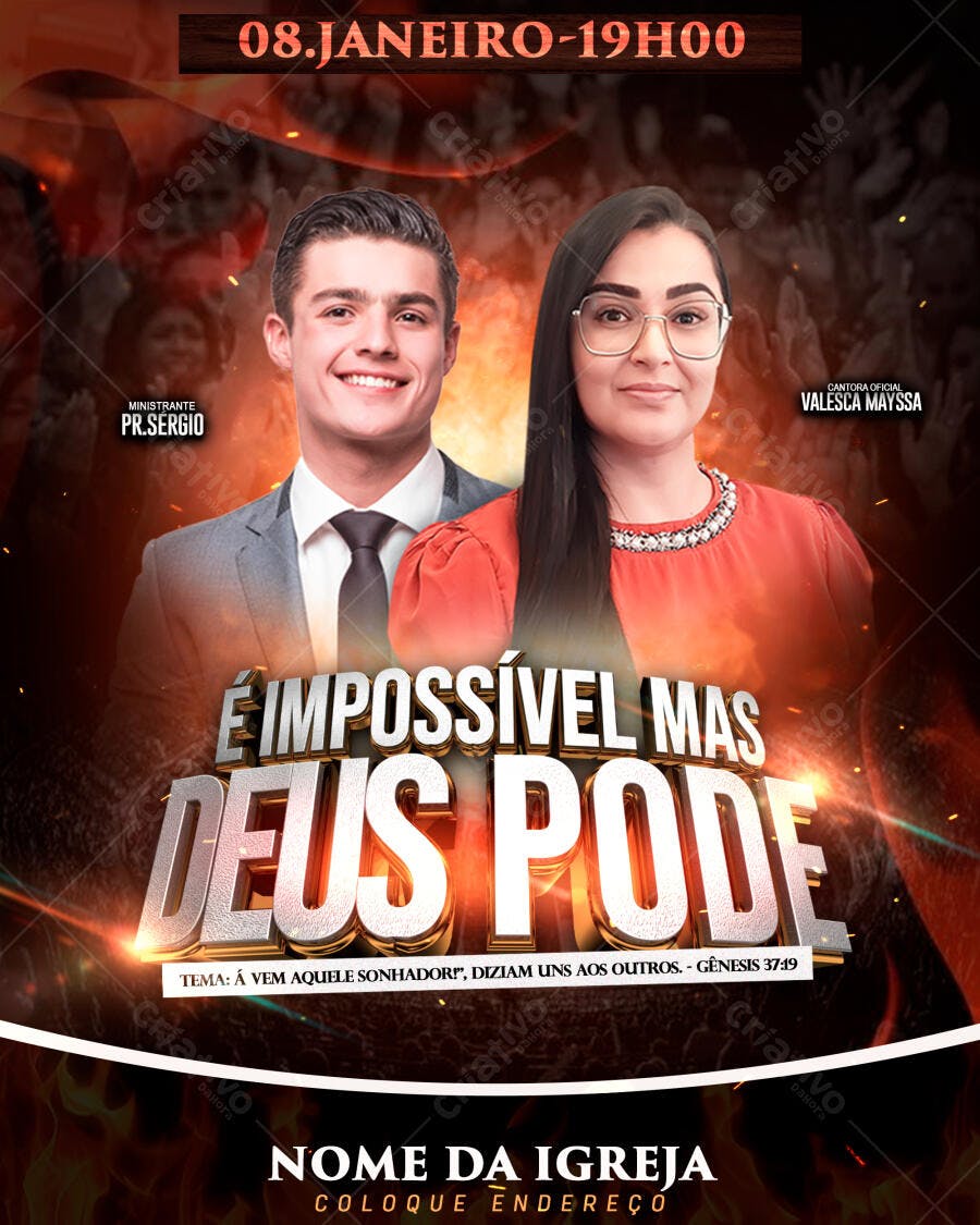 Flyer Evento Igreja Evangélica Janeiro PSD Editável