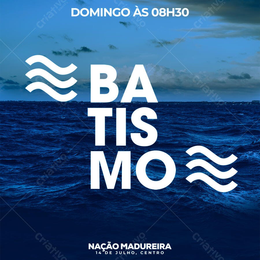 Post Instagram Batismo Igreja Cristã PSD Editável