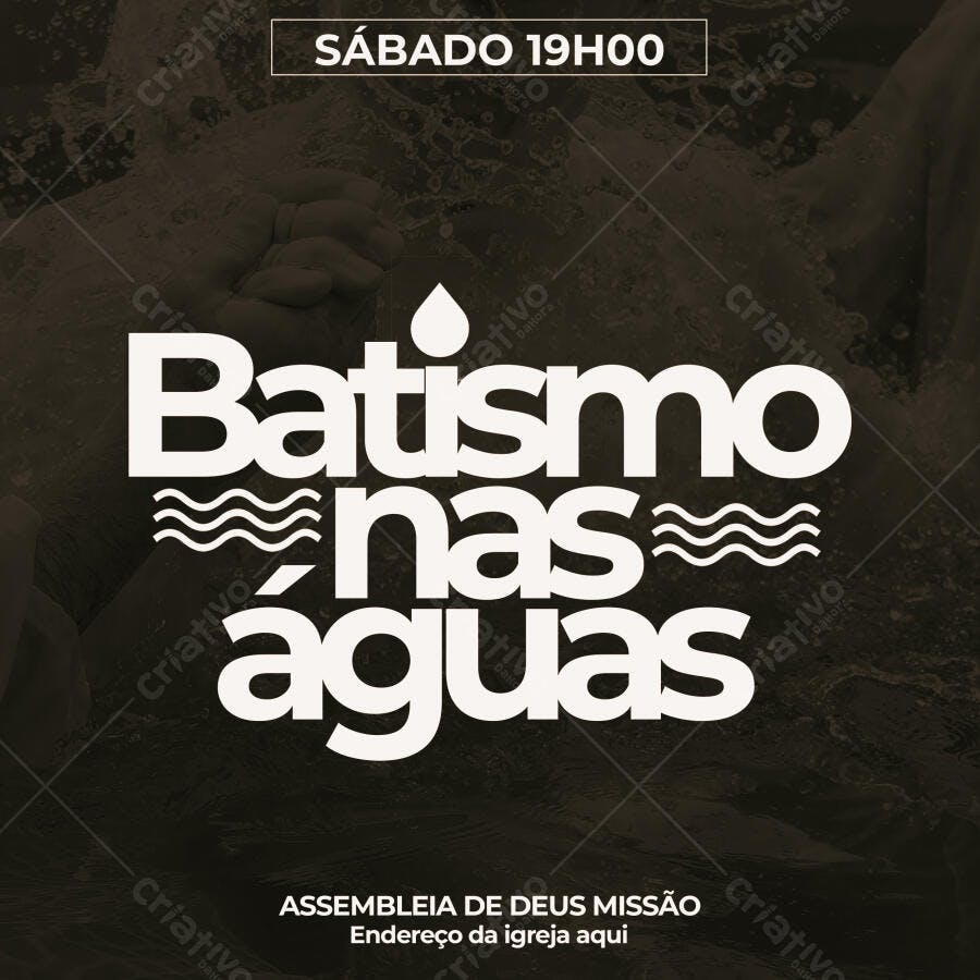 Flyer Batismo nas Águas Igreja Cristã PSD Editável