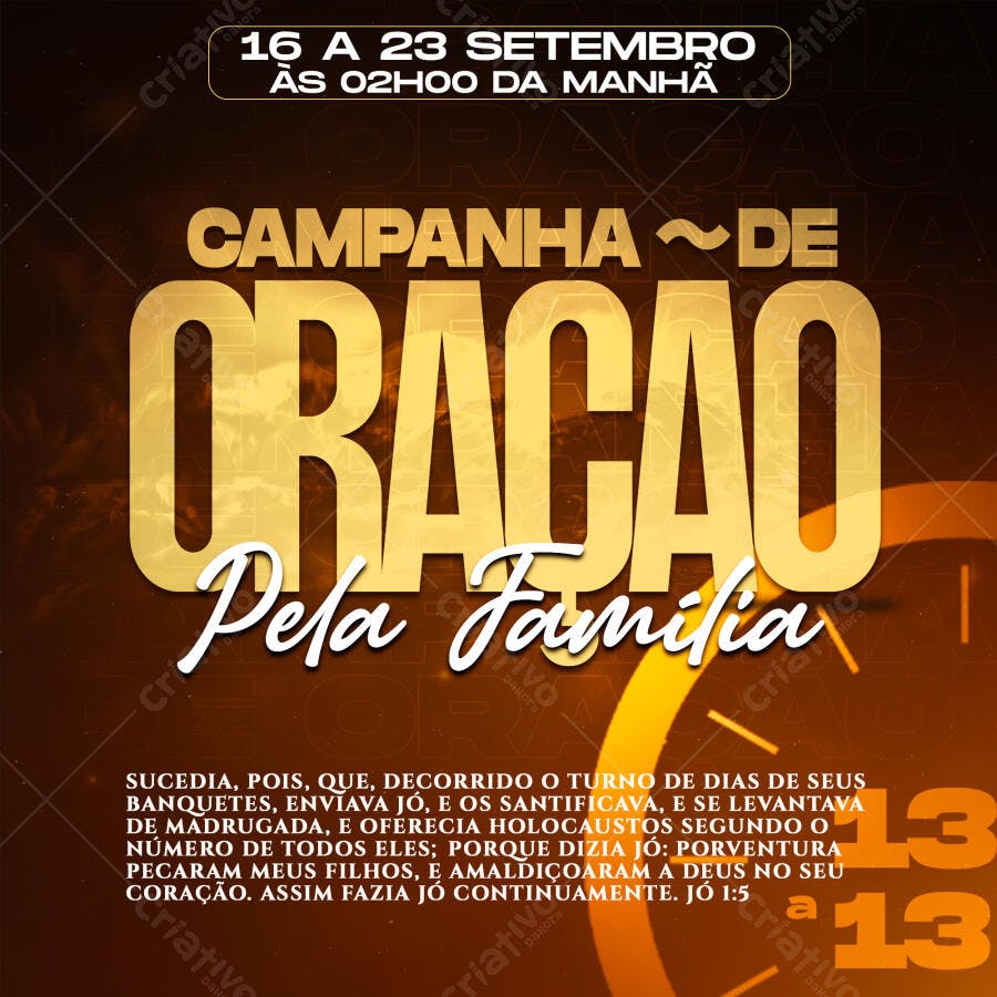 Post Instagram Campanha Oração Pela Família PSD Editável