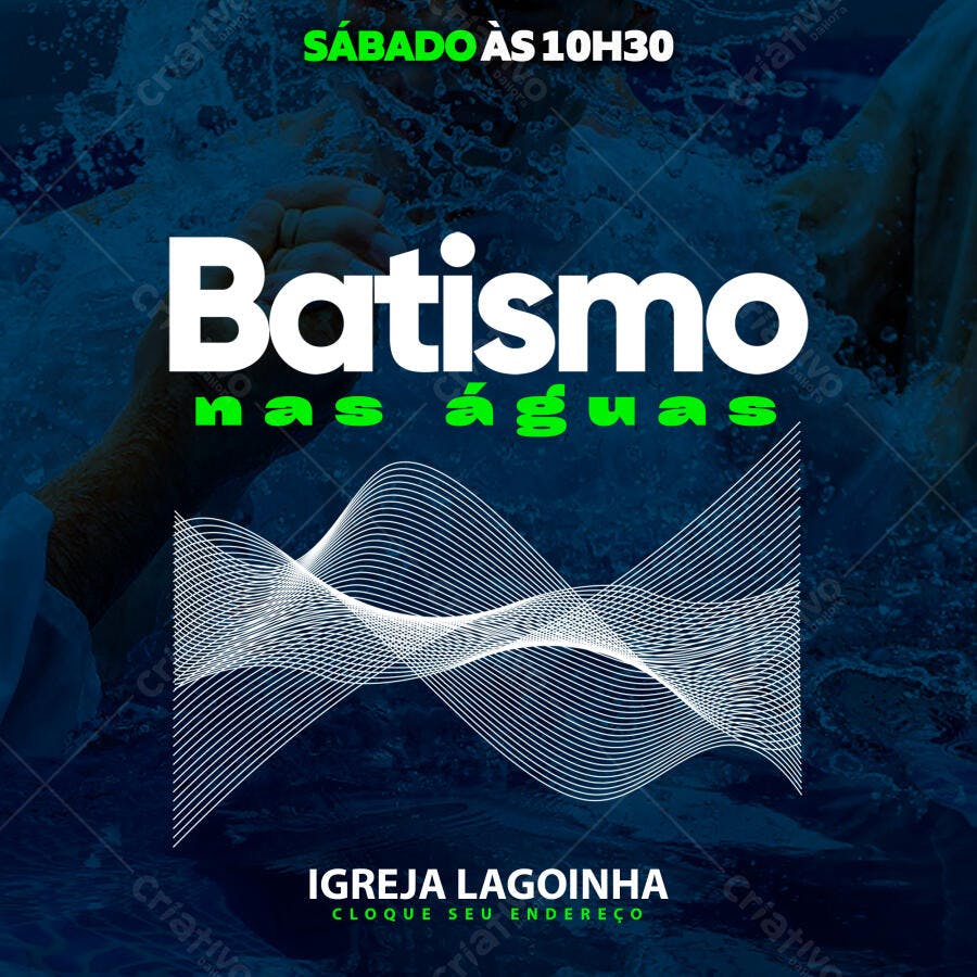 Post Instagram Batismo nas Águas Igreja PSD Editável