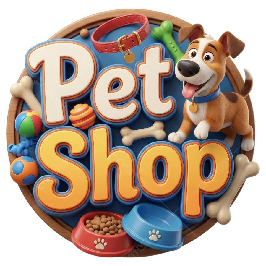 Selo 3D Pet Shop Cachorro Desenho Animado PNG Transparente