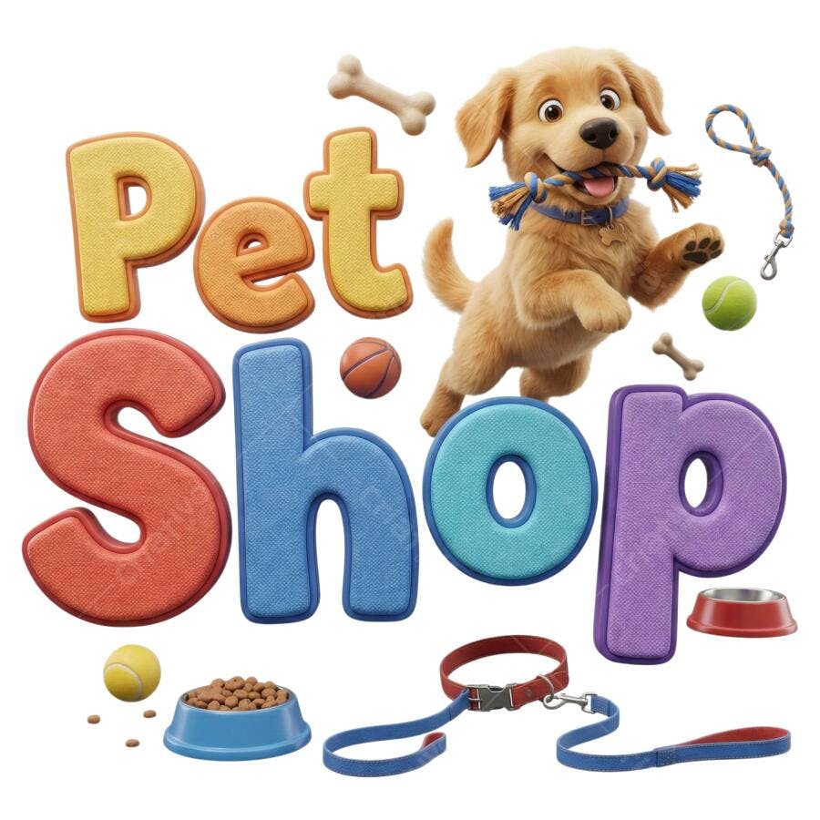 Logo Pet Shop Cachorro 3D Fofo Brinquedos Comida PNG