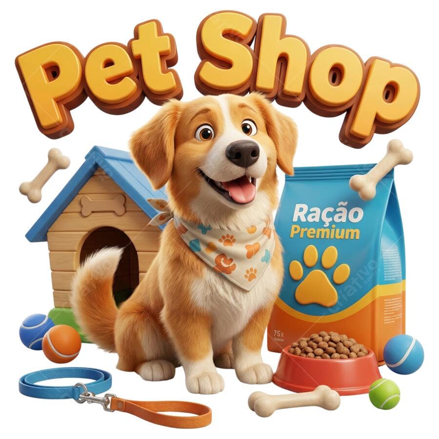 Pet Shop Cachorro Fofo Ração Premium PNG Transparente