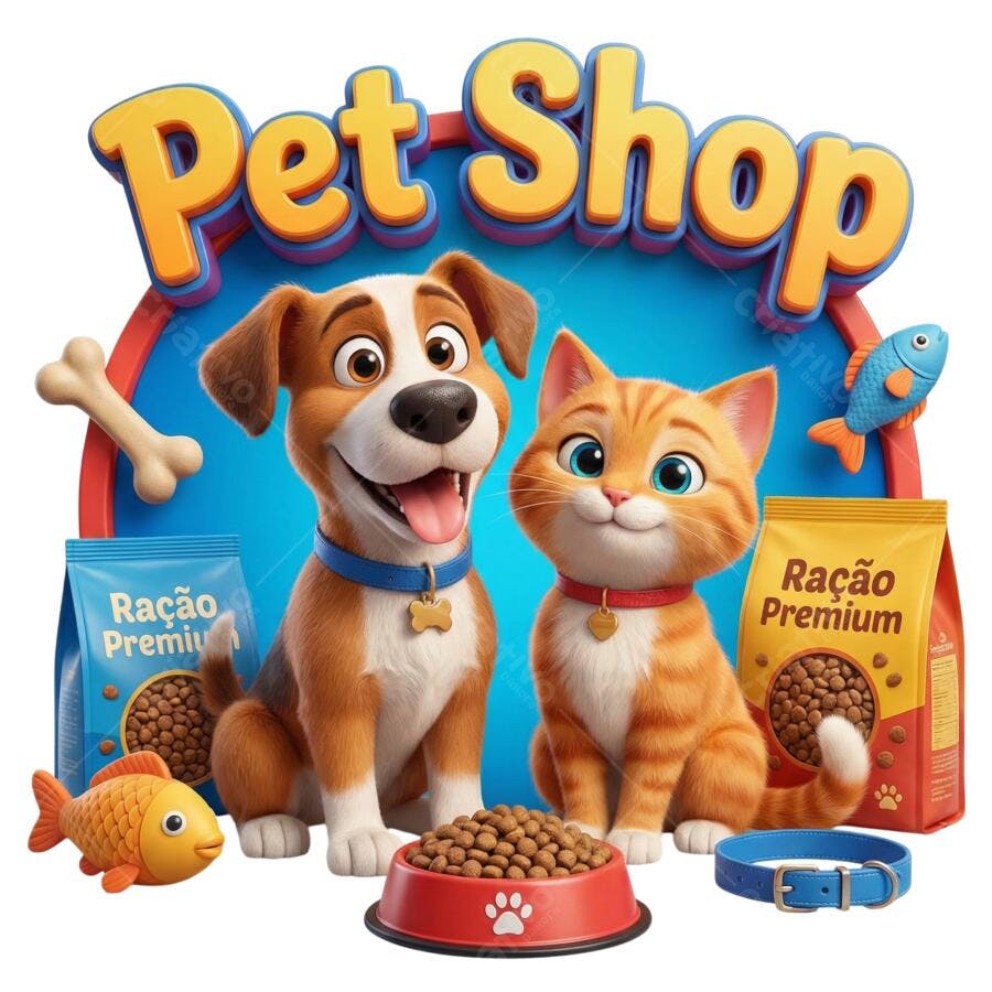 Banner Pet Shop Cachorro Gato Ração Premium PNG