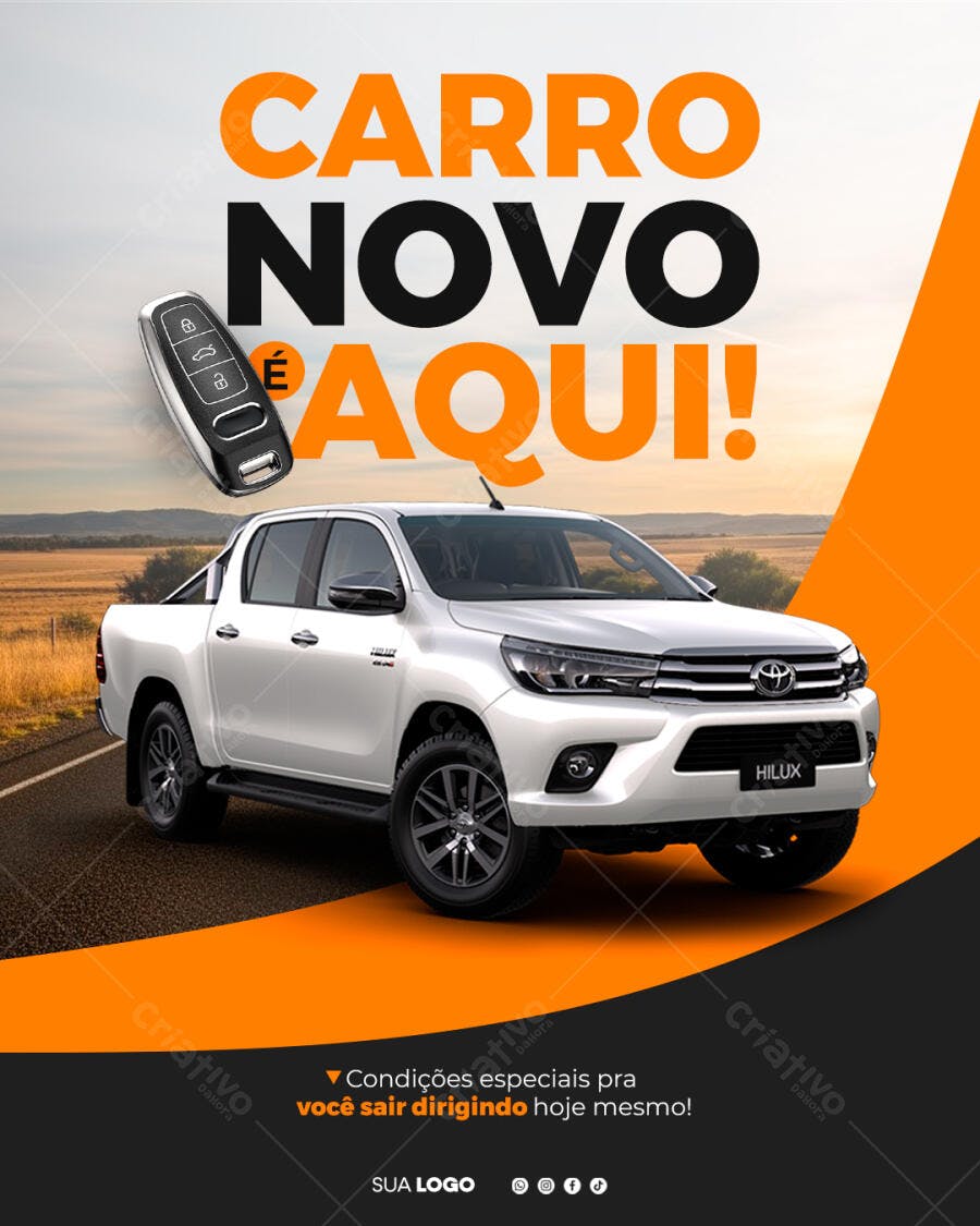 Post Instagram Carro Novo Concessionária PSD Editável