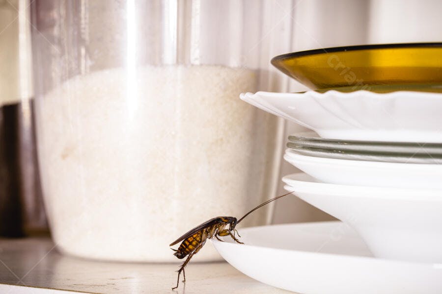 Foto Barata na Cozinha Sujeira Pratos Sujos