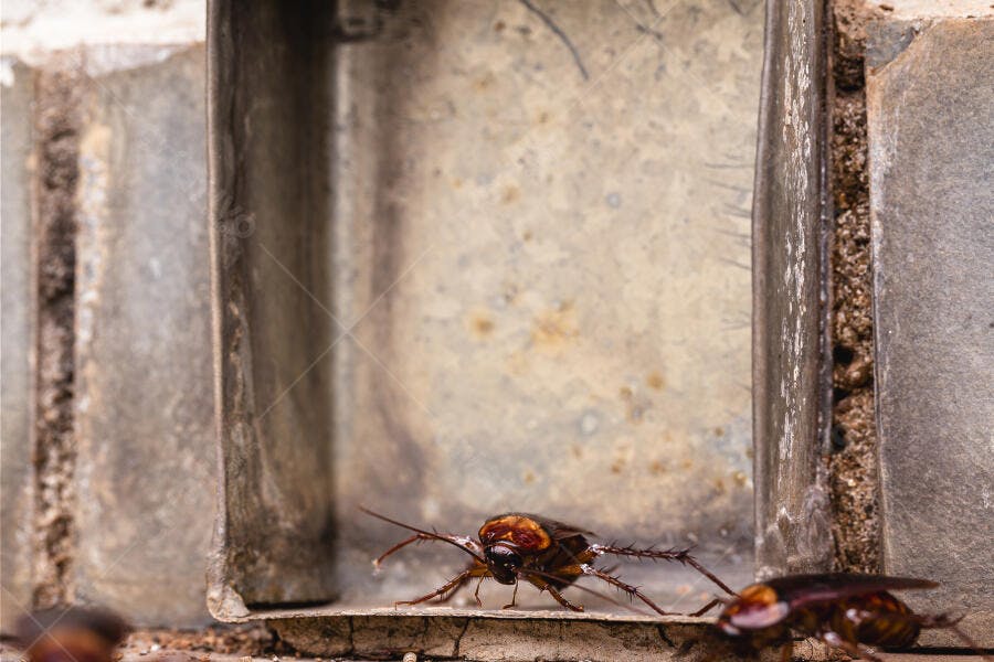 Foto Barata Alemã Rastejando Parede Suja Infestação