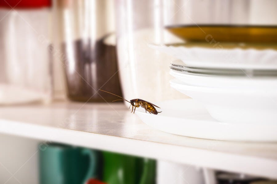Foto Barata Alemã Cozinha Suja Prateleira de Louça