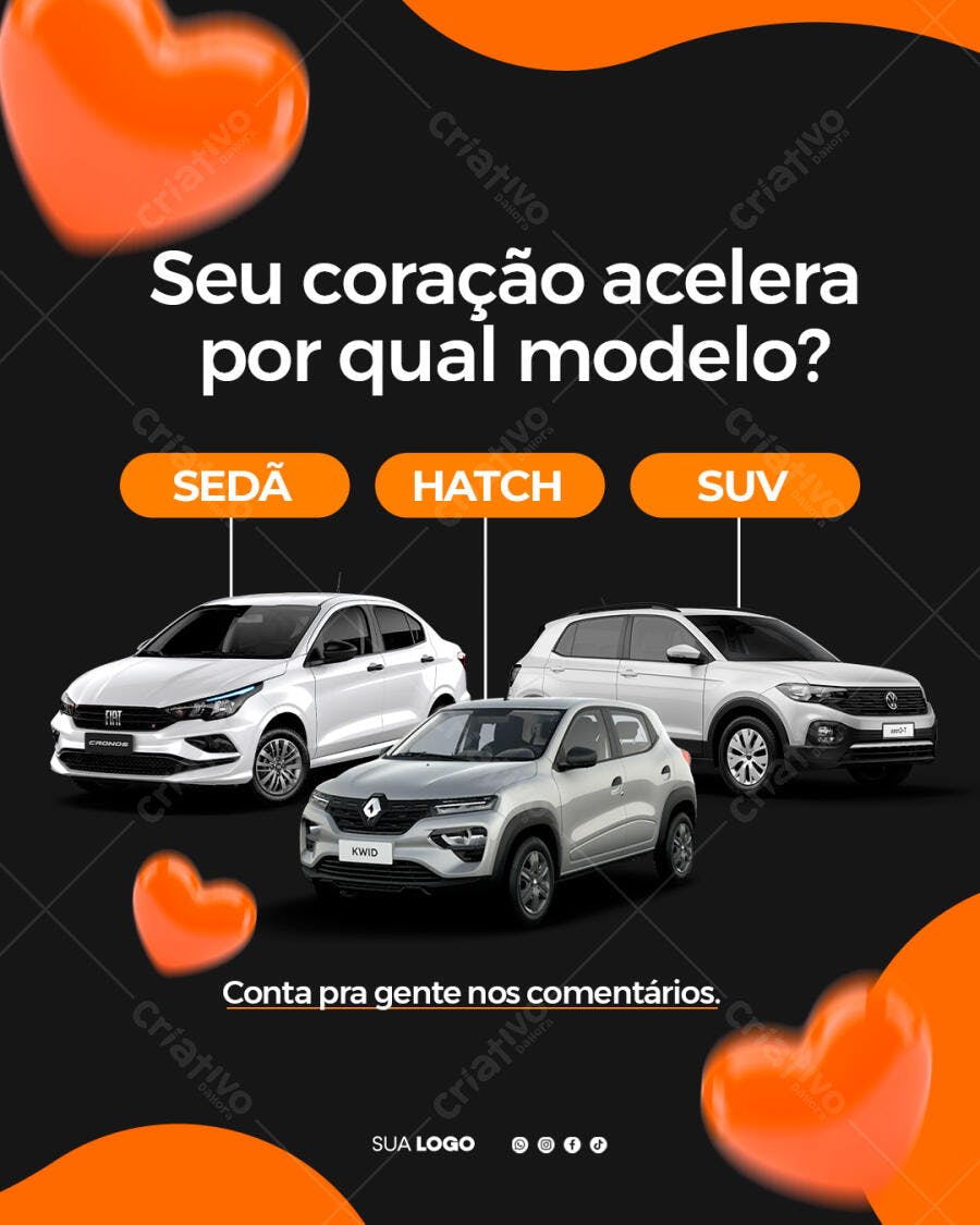 Post Instagram Concessionária Carros PSD Editável