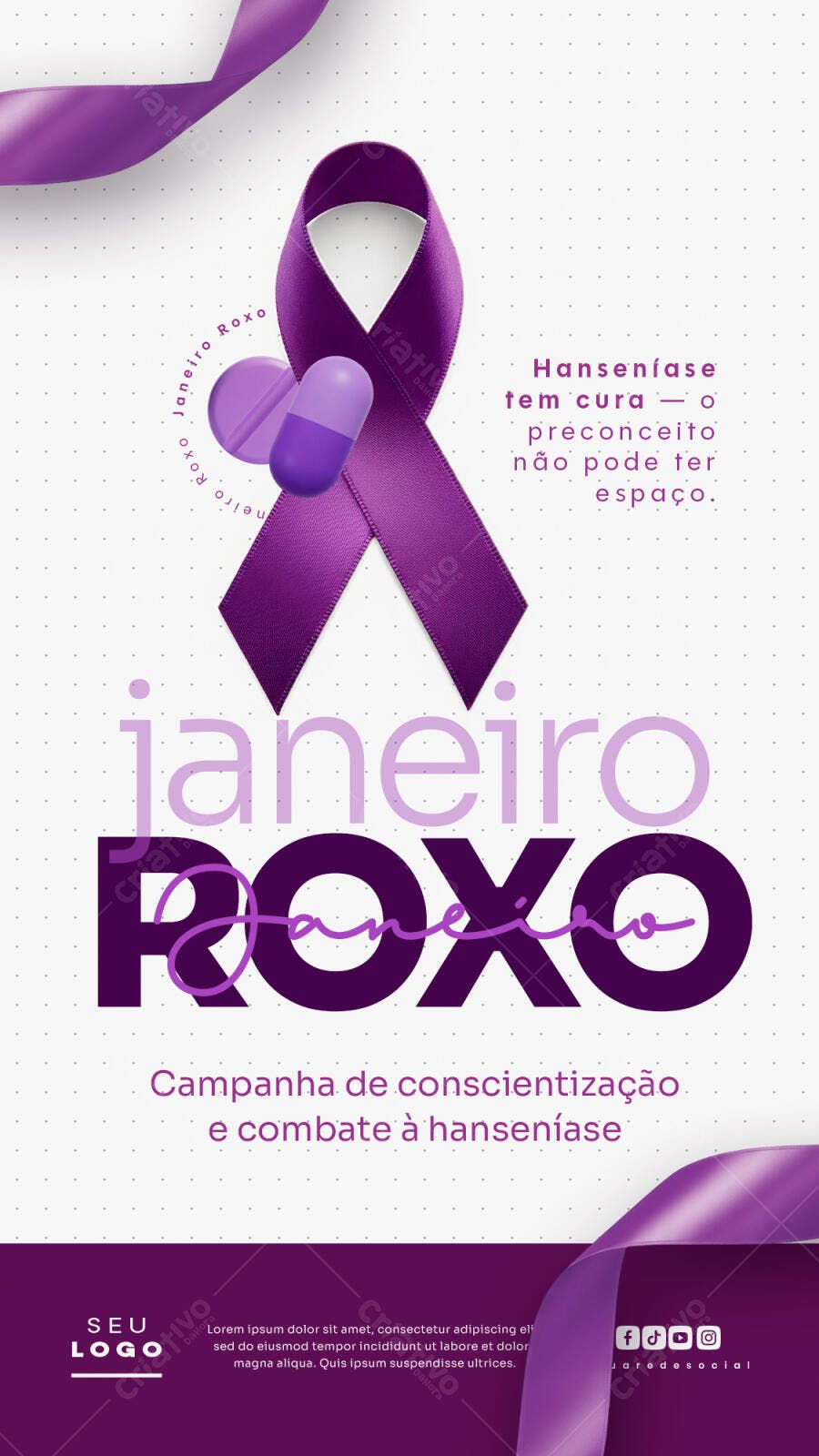 Story Instagram Janeiro Roxo Hanseníase PSD Editável