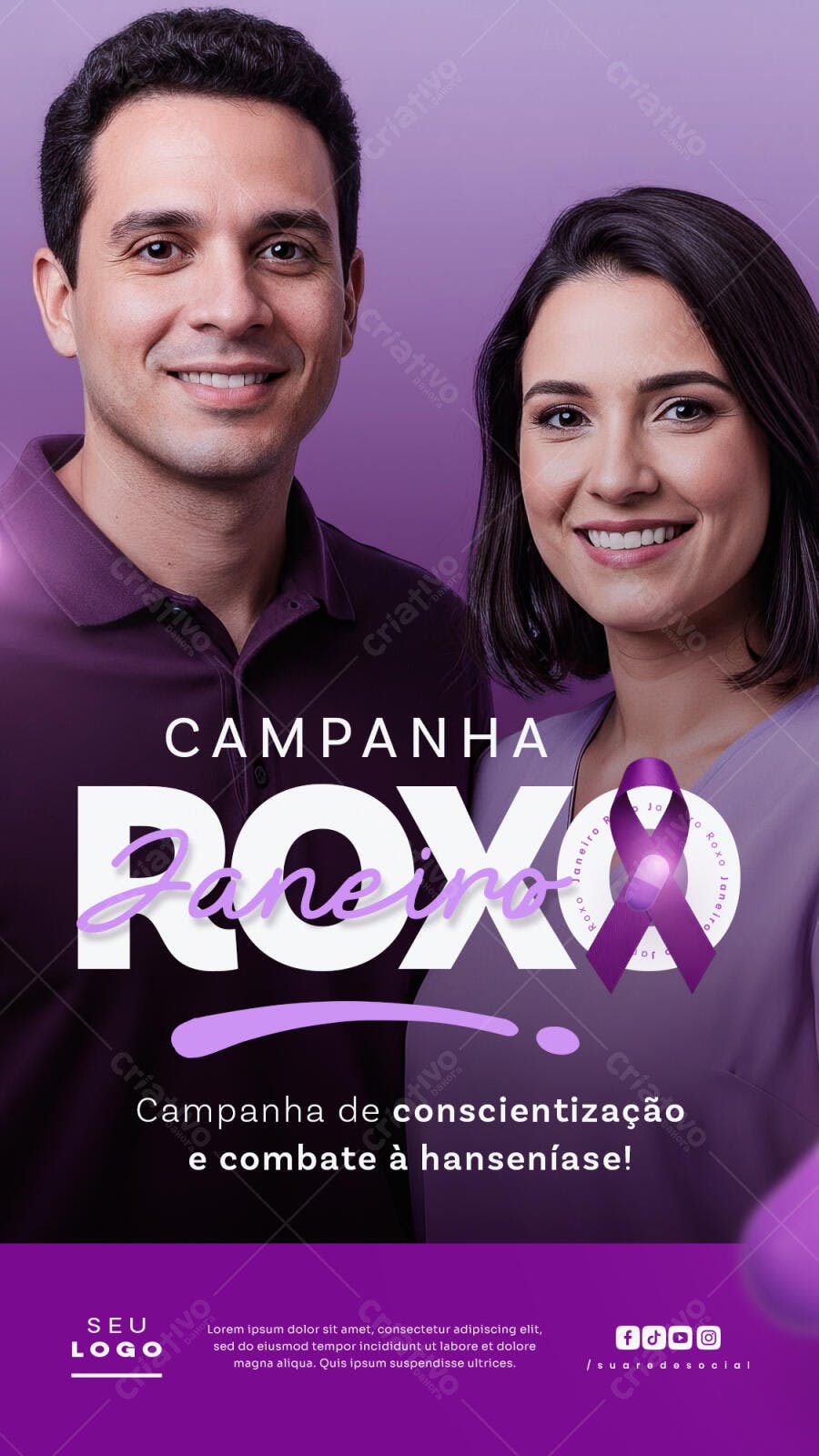 Post Instagram Janeiro Roxo Conscientização PSD Editável