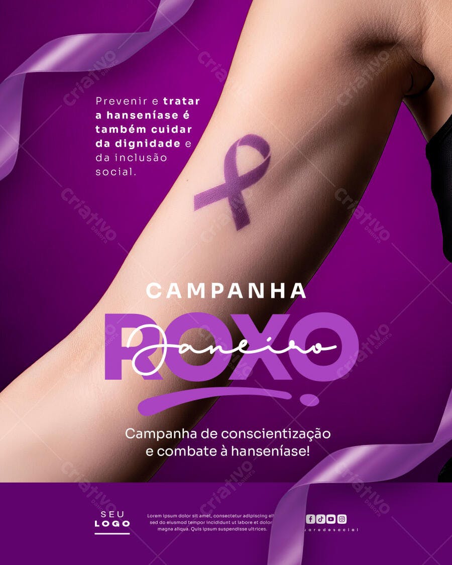 Post Instagram Janeiro Roxo Hanseníase PSD Editável