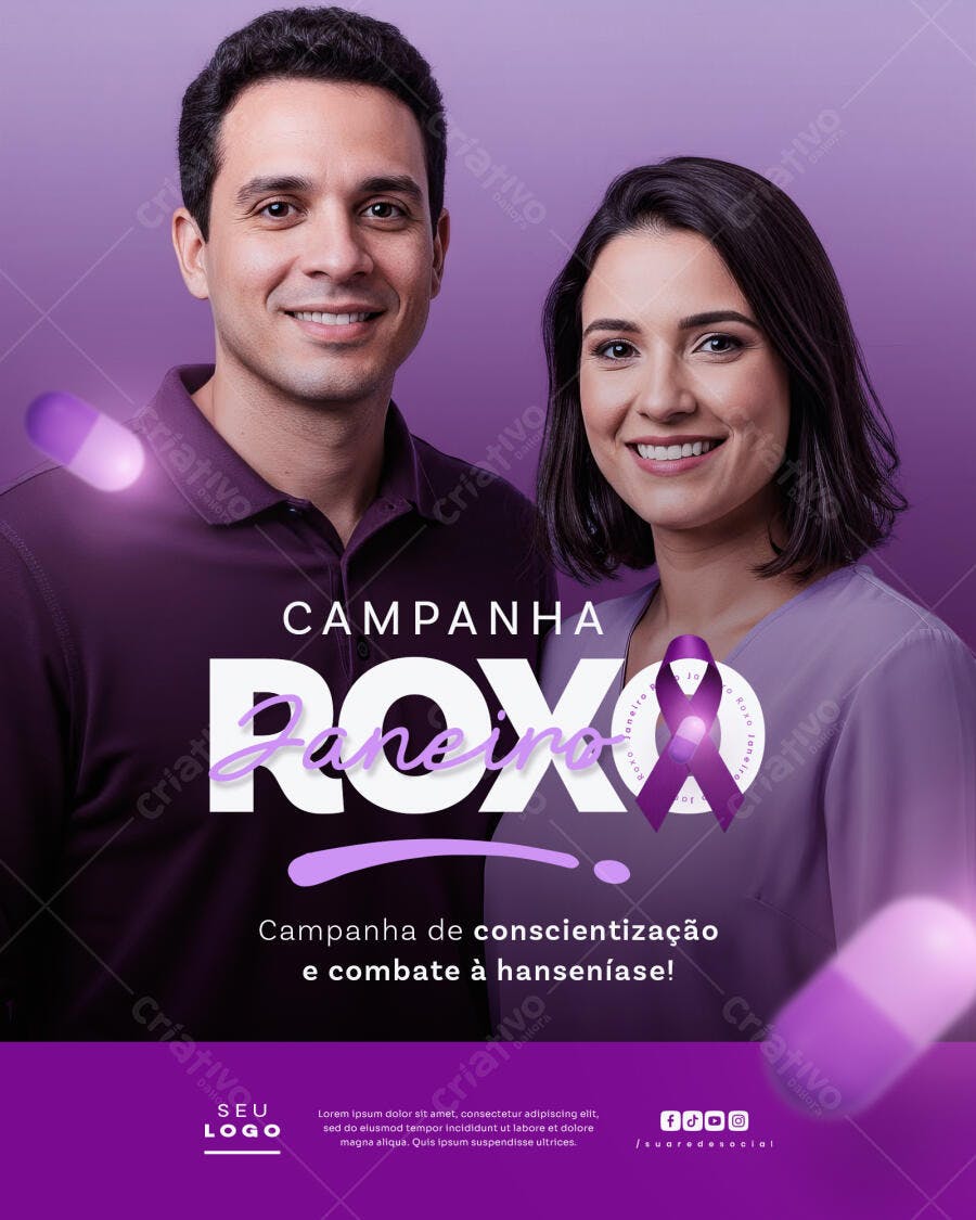 Post Janeiro Roxo Campanha Conscientização PSD Editável