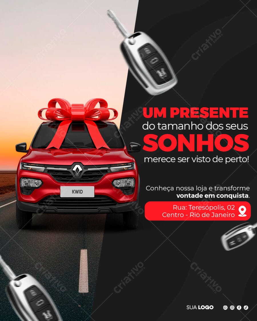 Post Instagram Concessionária Carro Presente PSD Editável