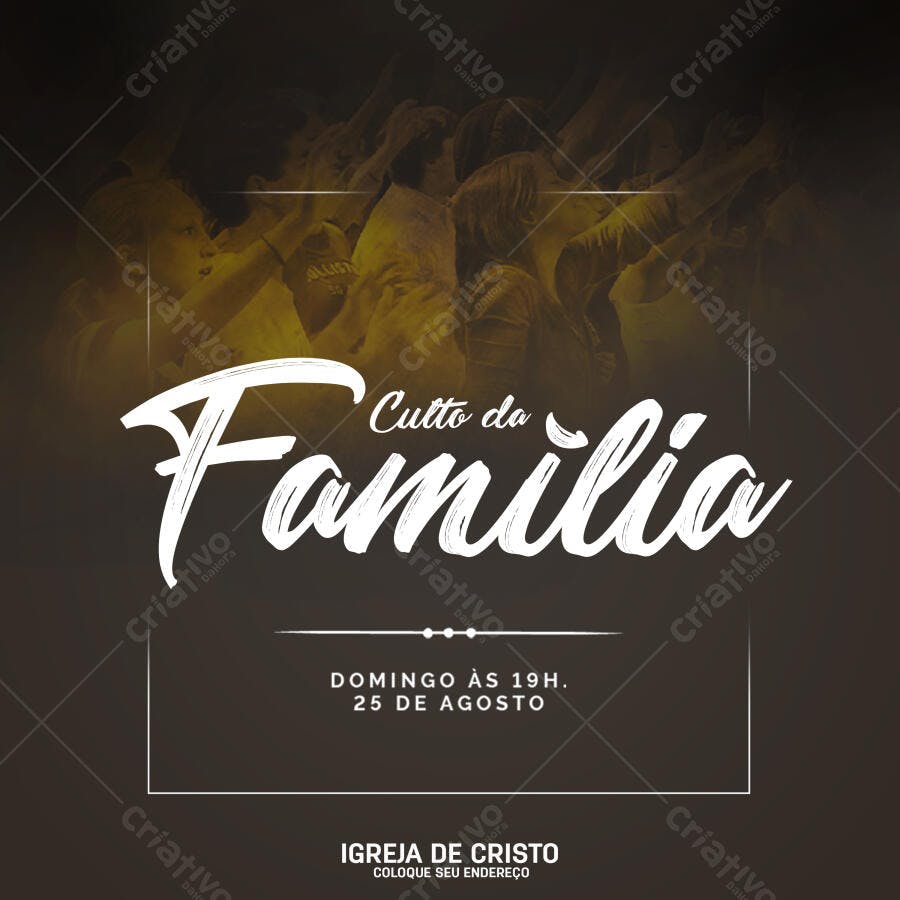 Post Instagram Culto da Família Igreja PSD Editável