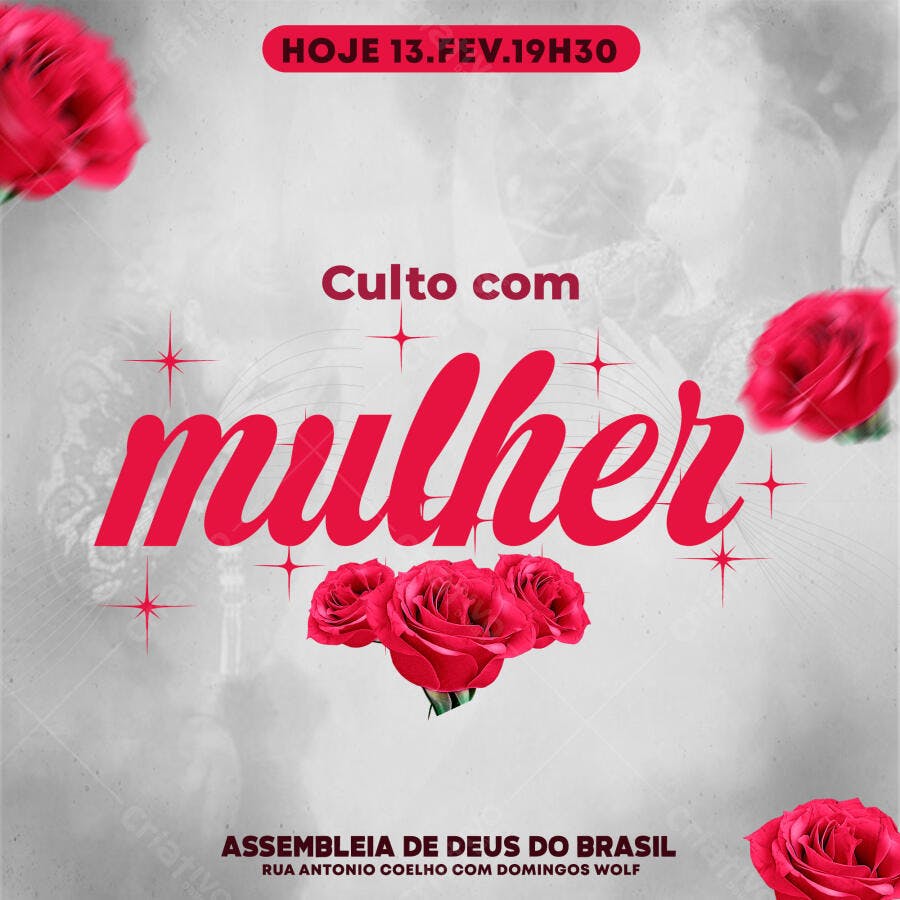 Post Instagram Culto Mulher Igreja PSD Editável